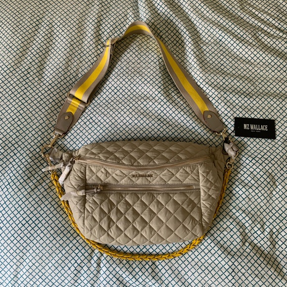 MZ WALLACE Crosby crossbody sling bag in quilted nylon and leather NEW RARE - Picture 4 of 15